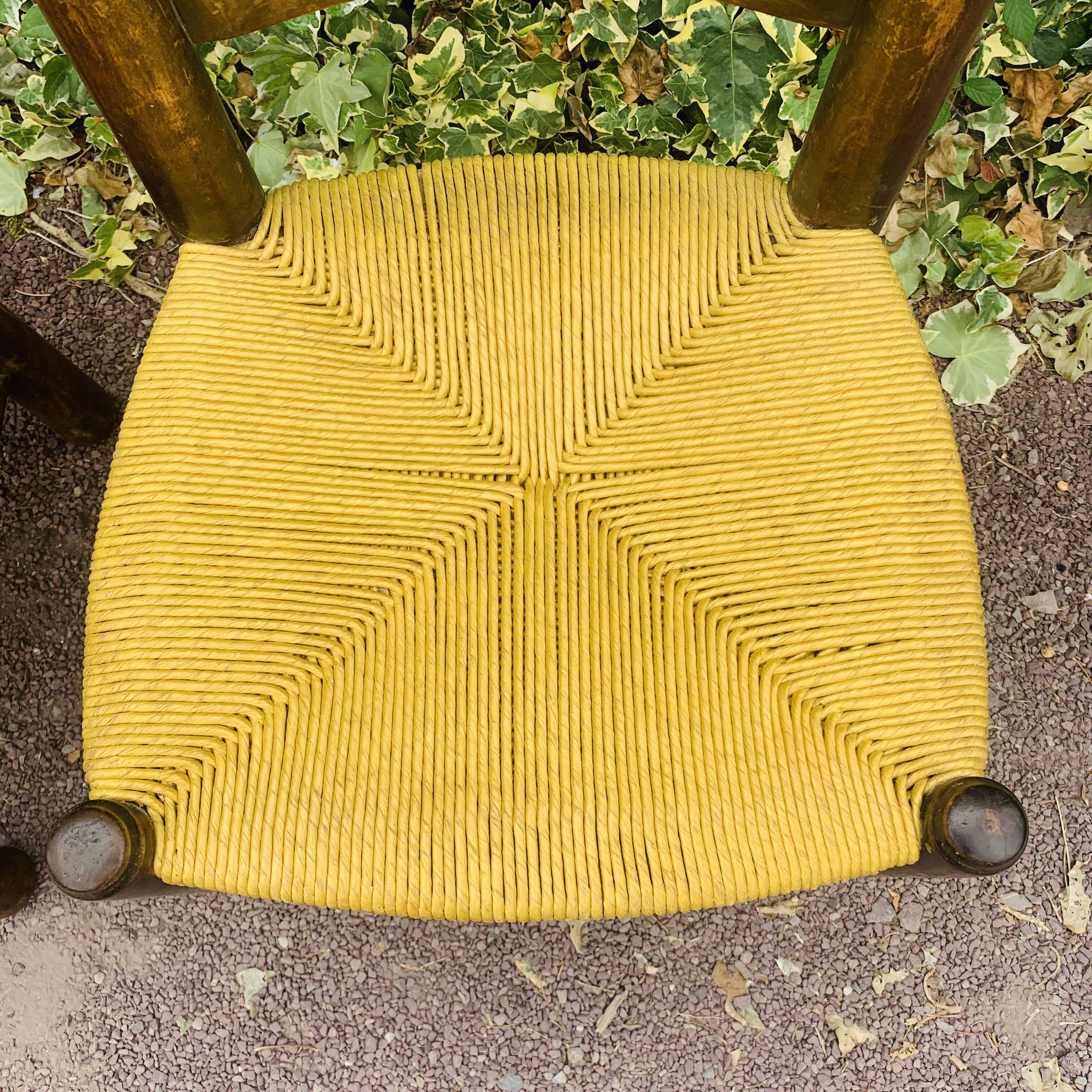 Paire de chaises bois et paille