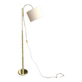 Lampadaire doré Massive avec abat-jour cylindrique de style Hollywood Regency