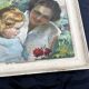 Tableau ancien, mère et enfant, style impressionniste début XXe