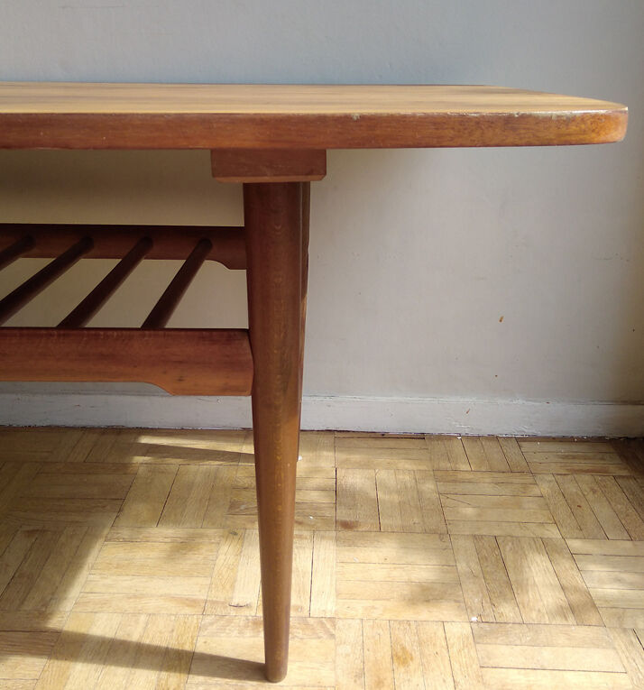1960s blond wooden coffee table