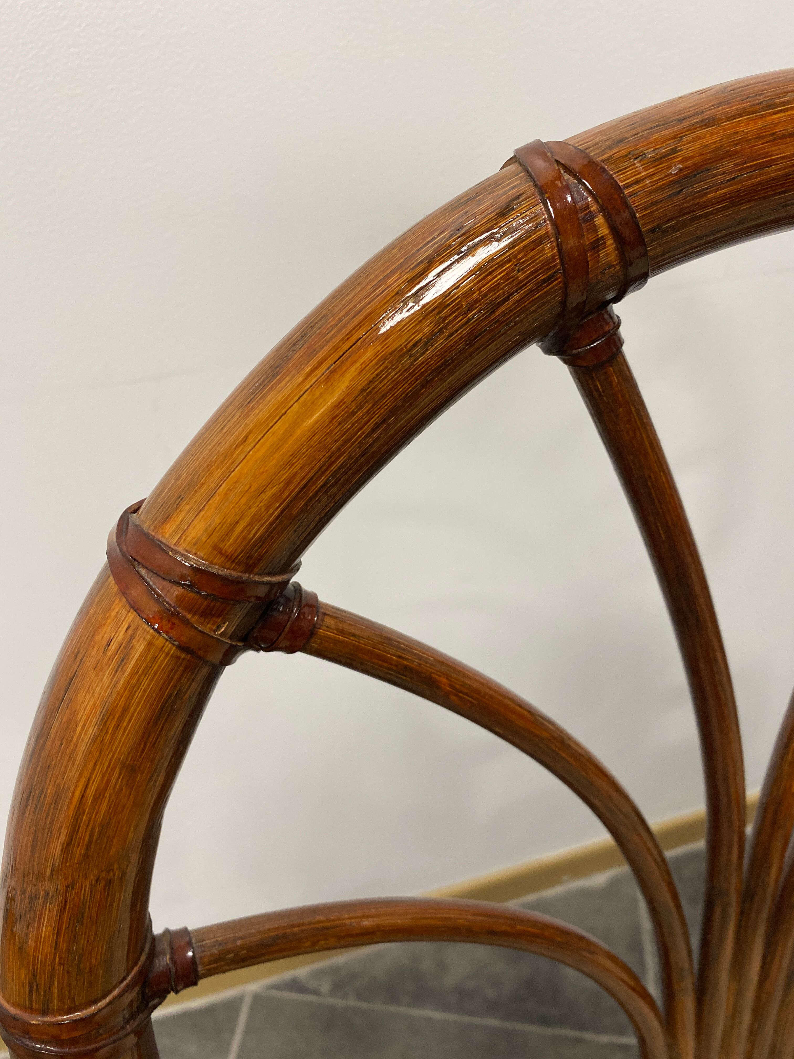 4 vintage woven rattan chairs