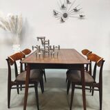 Dutch vintage design dining set table chairs Louis van Teeffelen Webe