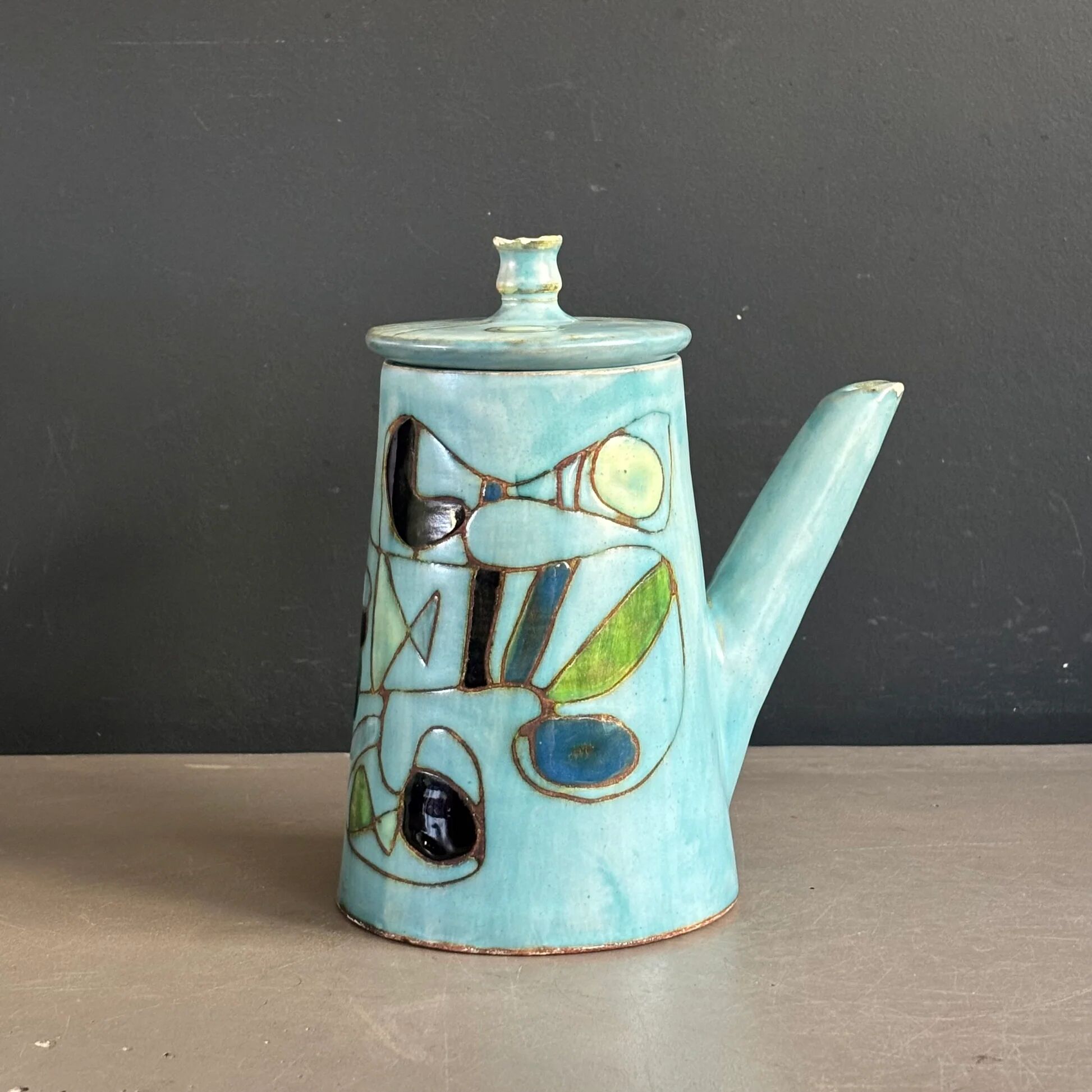 Ceramic teapot by Marie-Christine Treinen - Vallauris - Ref 1396