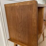 Vintage bedside table, 60s Scandinavian style compass feet
