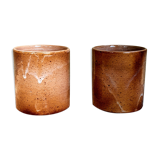 Lot of 2 handmade and signed earthenware glasses