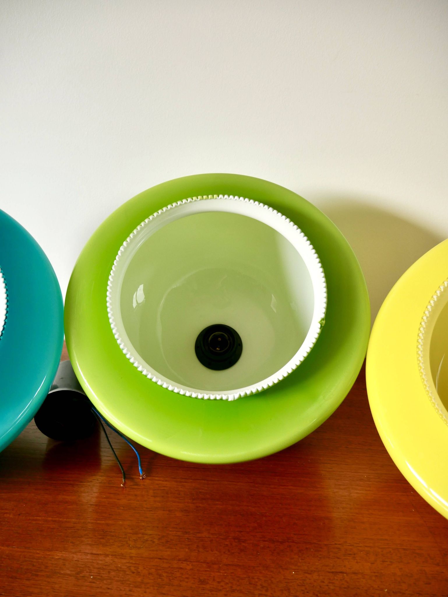 Suspension in green opaline mushroom design 60s-70s