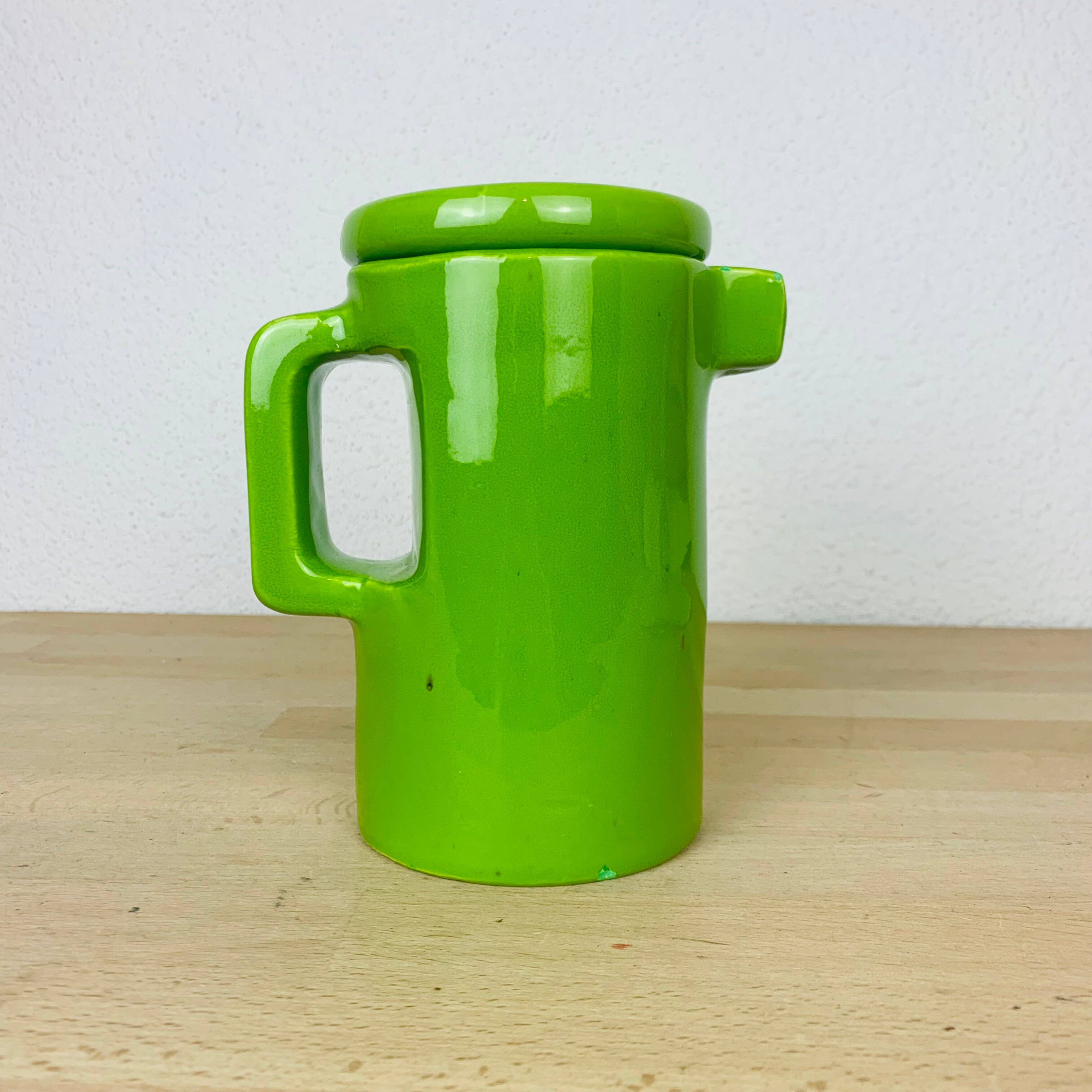 Green ceramic teapot 50s vintage