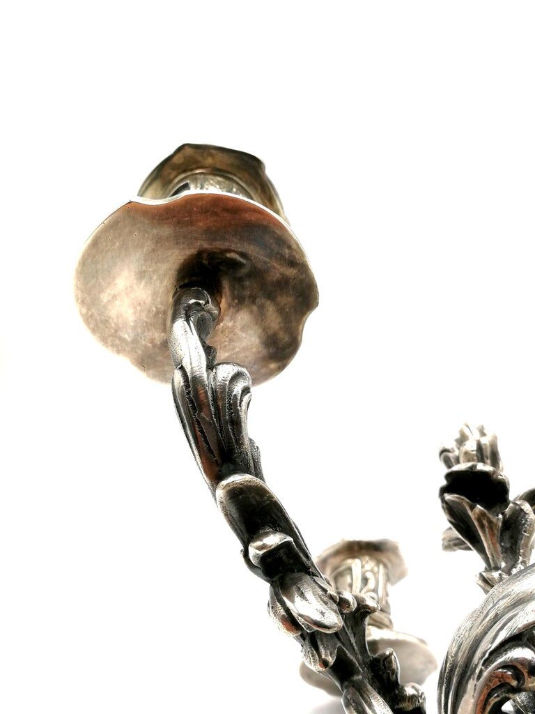 Wiskeman, pair of rococo chandelier, silver metal