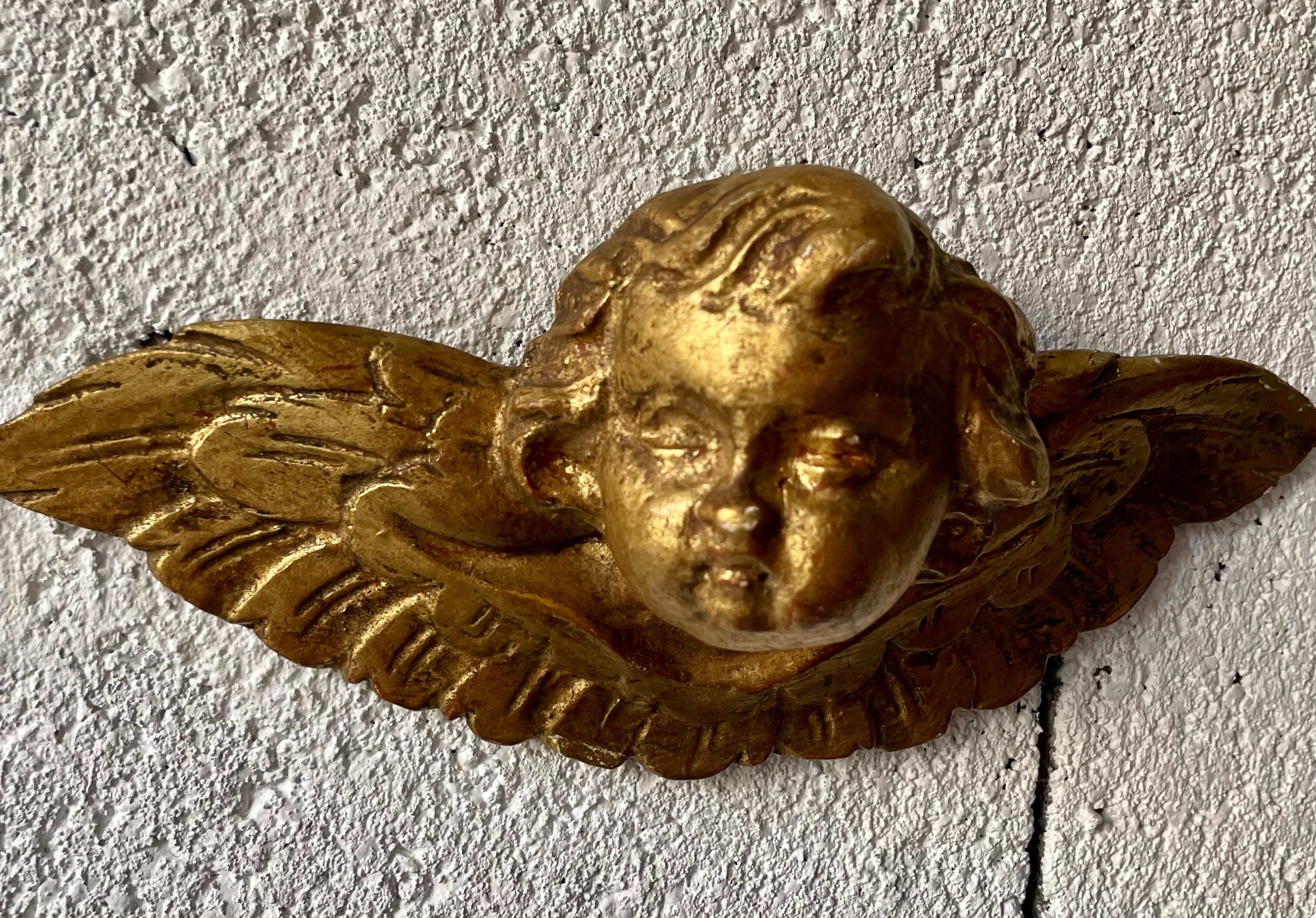 Pair of angels in gilded wood