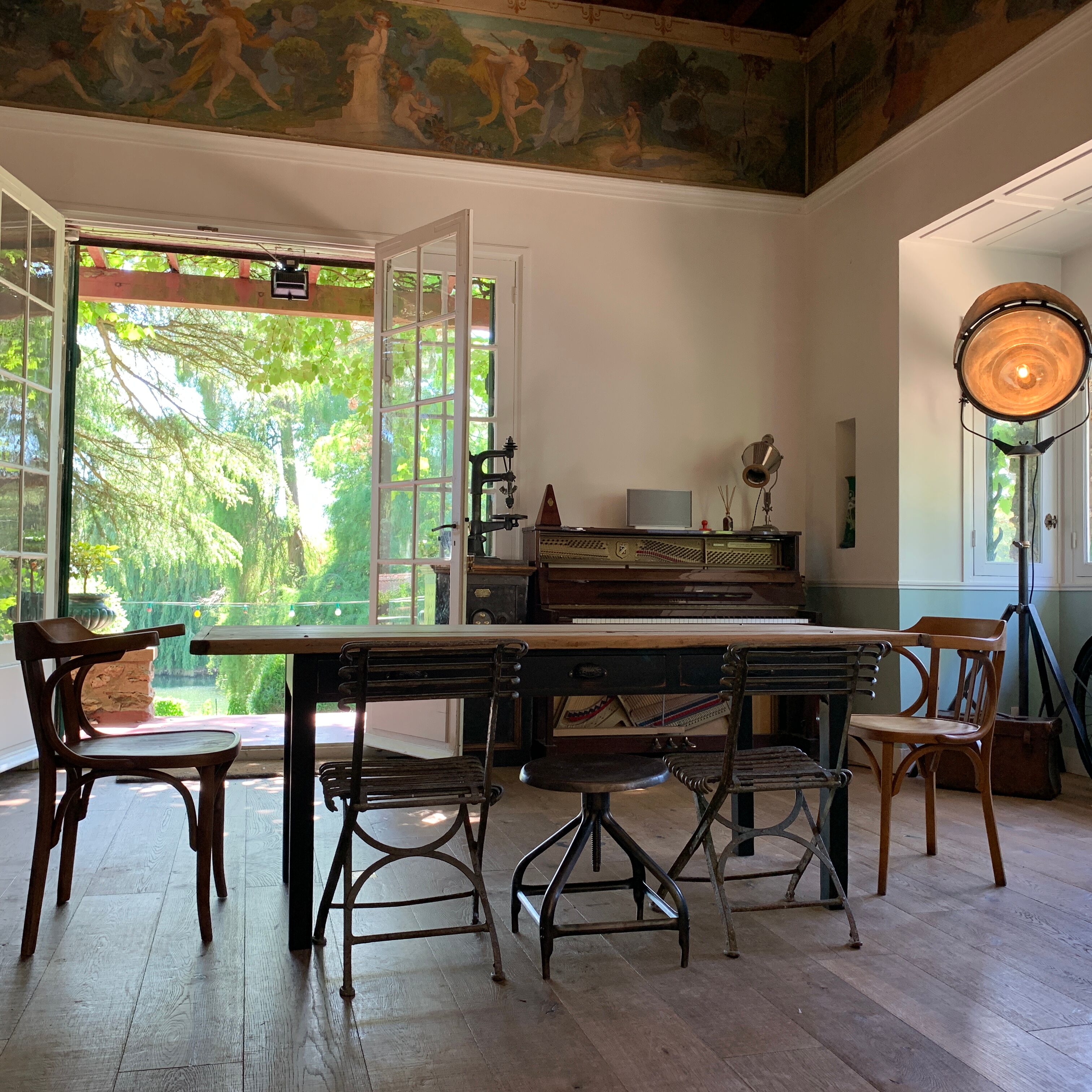 Old farm table with drawers