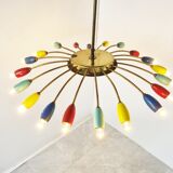 Lustre araignée en laiton XL, années 1950