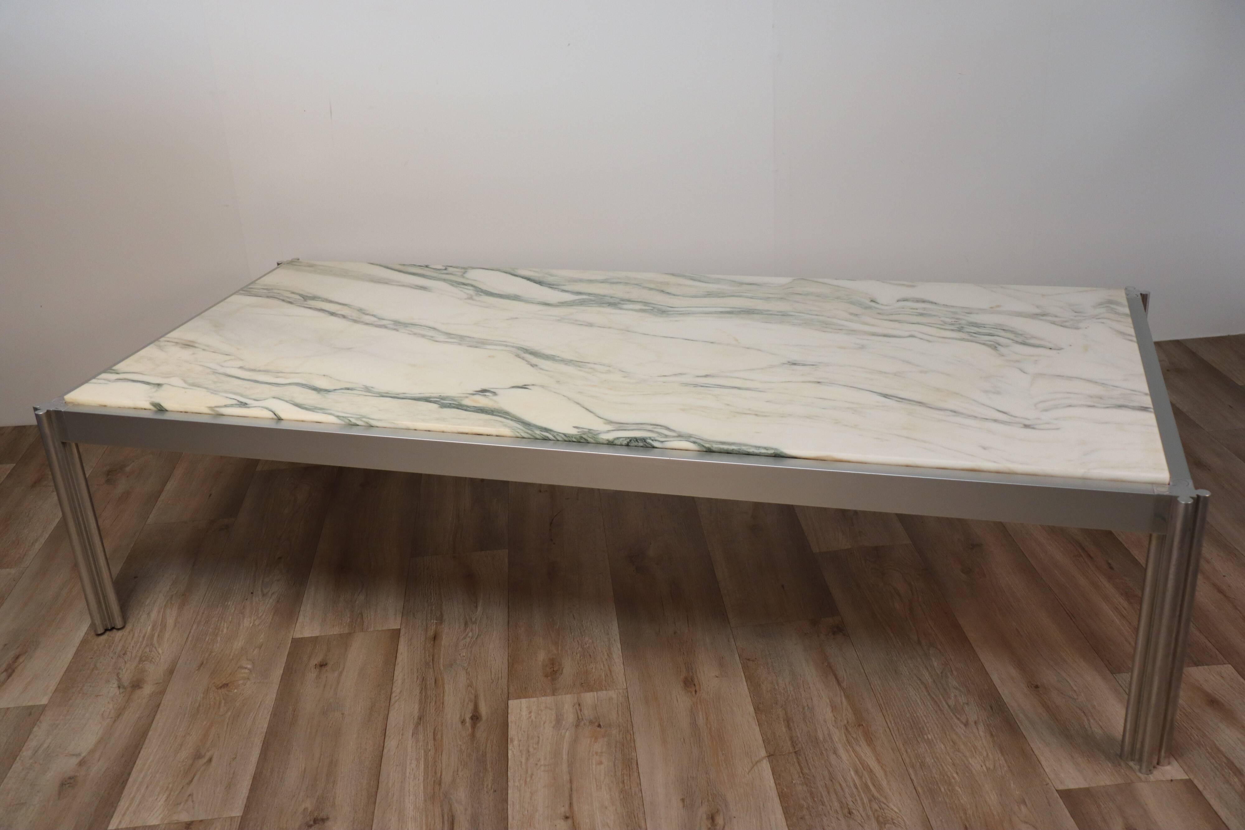 Table basse de Georges Ciancimino en marbre et aluminium, 1970
