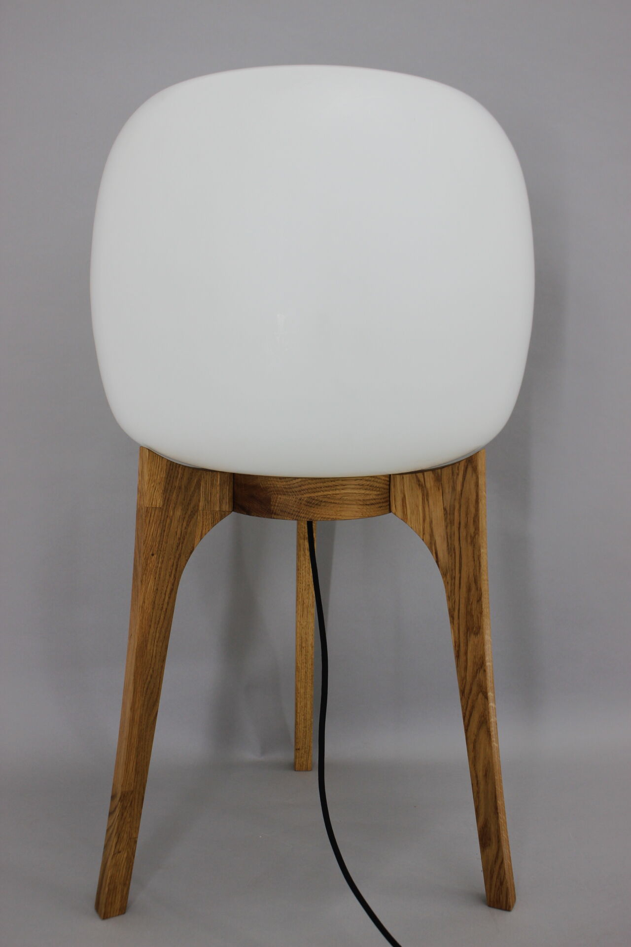 1970s upcycled glass and oak lamp