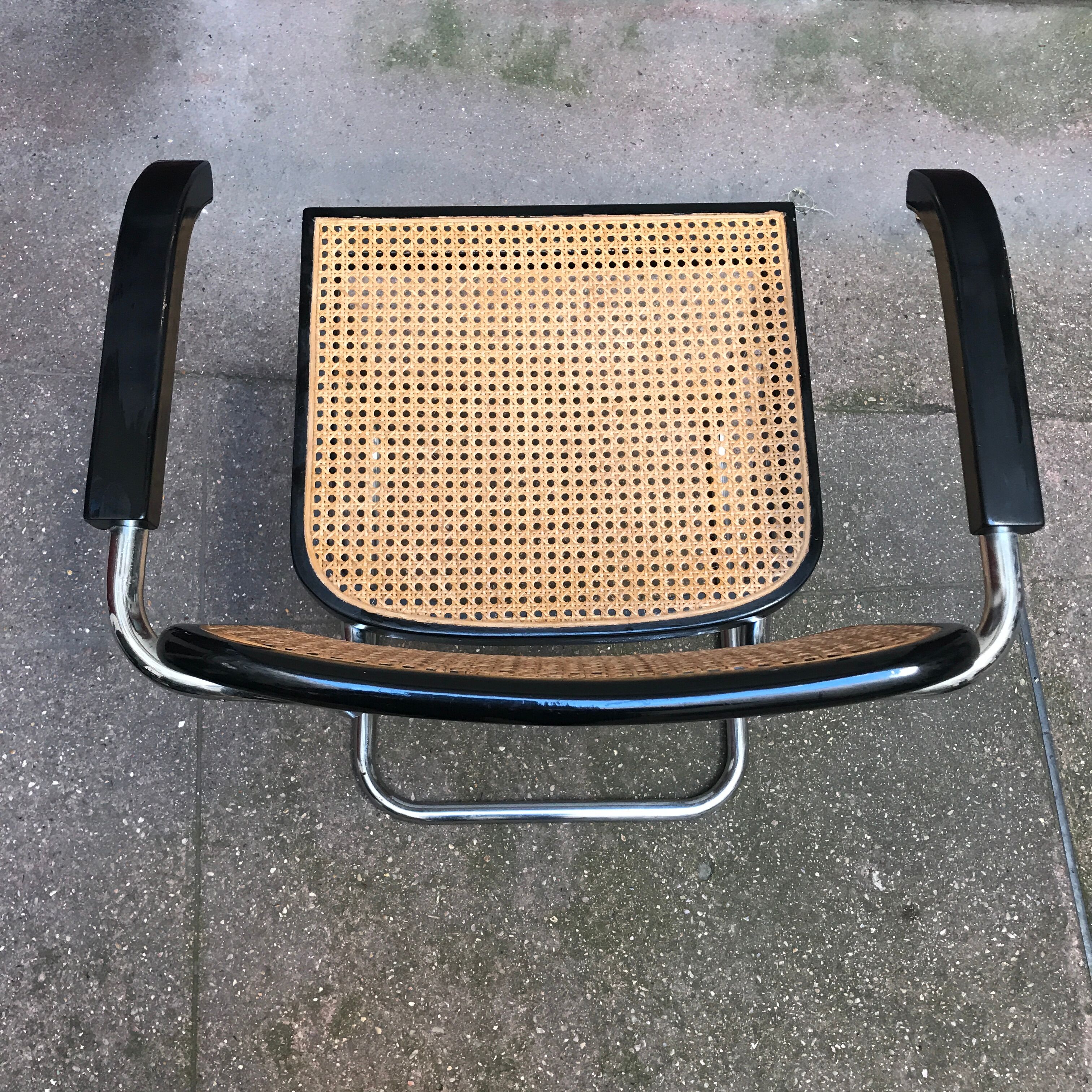 Marcel Breuer armchair, chrome and black chair