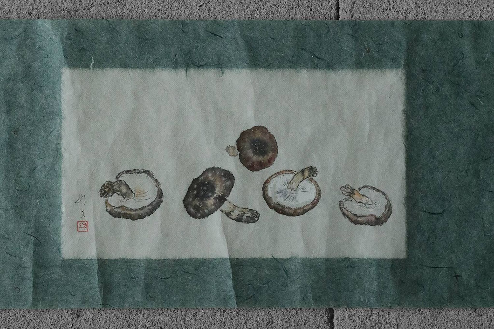 Japanese painting, Svampar, Mixed technique on artistic fabric, Denmark