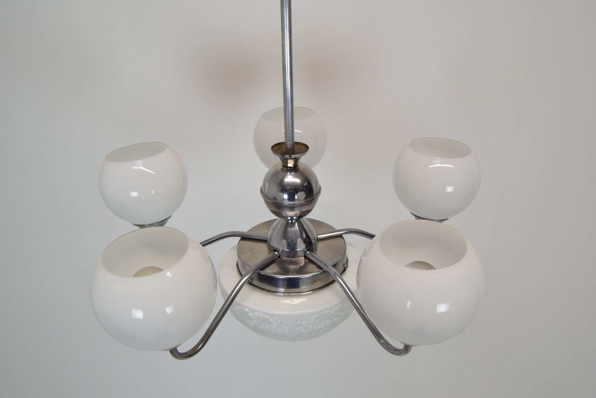 Art deco chrome chandelier,1930's.