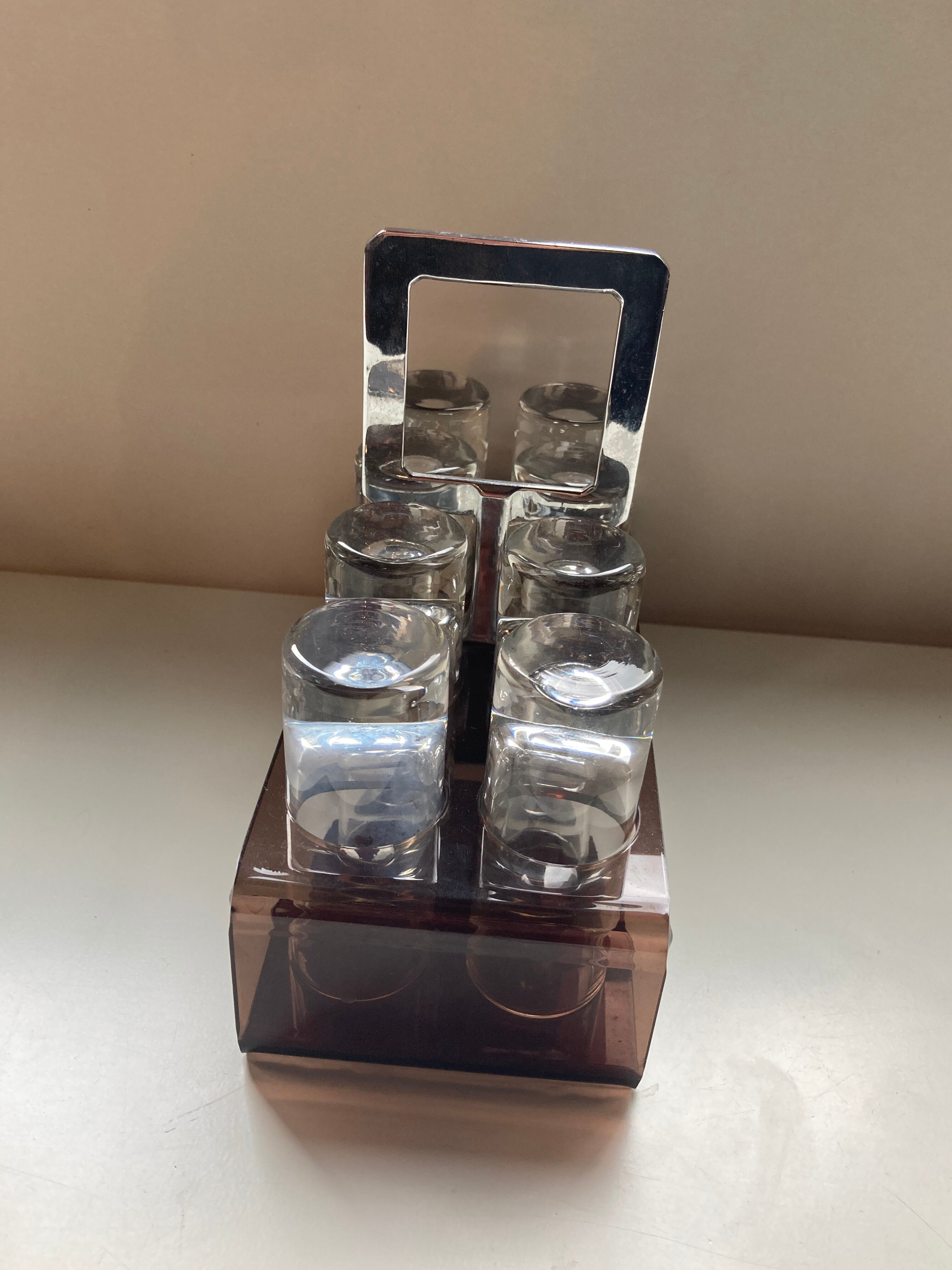 Old vodka alcohol aperitif shot service from the 70s