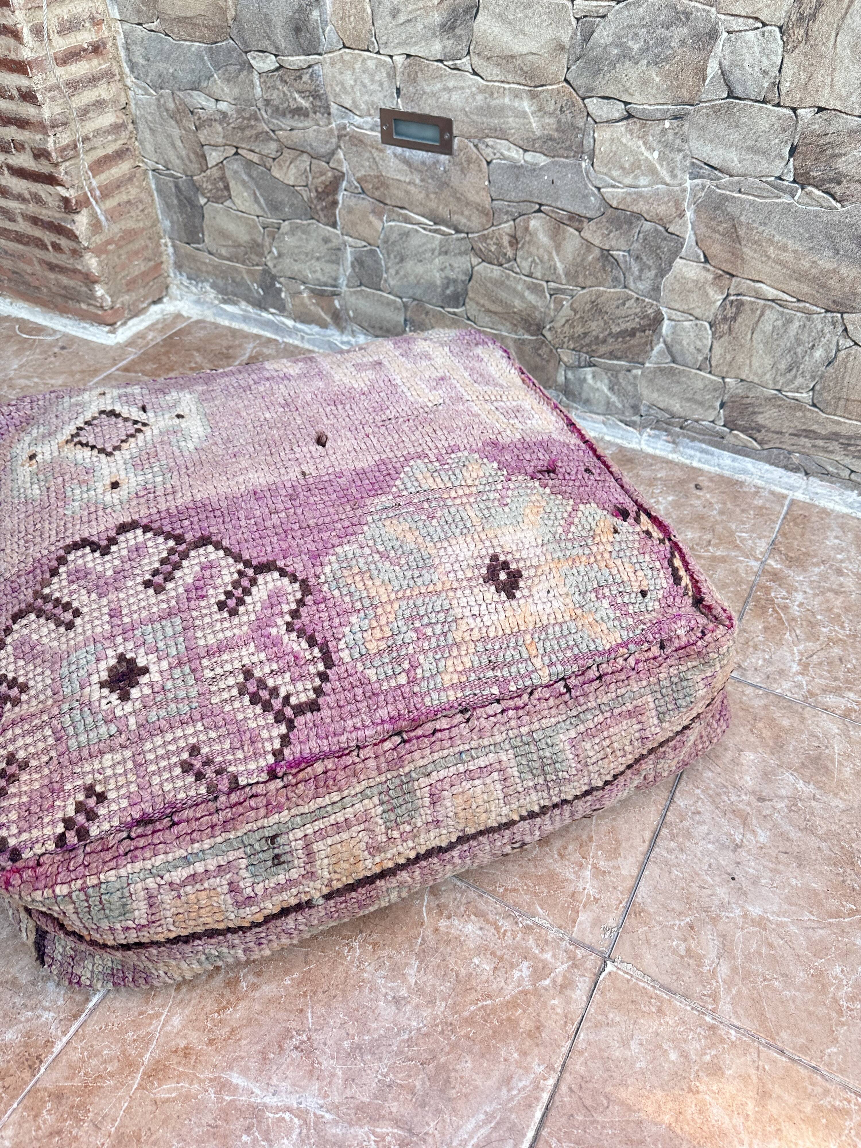 Handmade Berber Kilim pouf, floor cushion