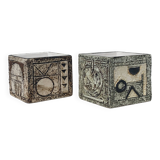 Pair of Troika Cornwall English ceramic cube vases by Linda Hazel and Avril Bennet, 1970