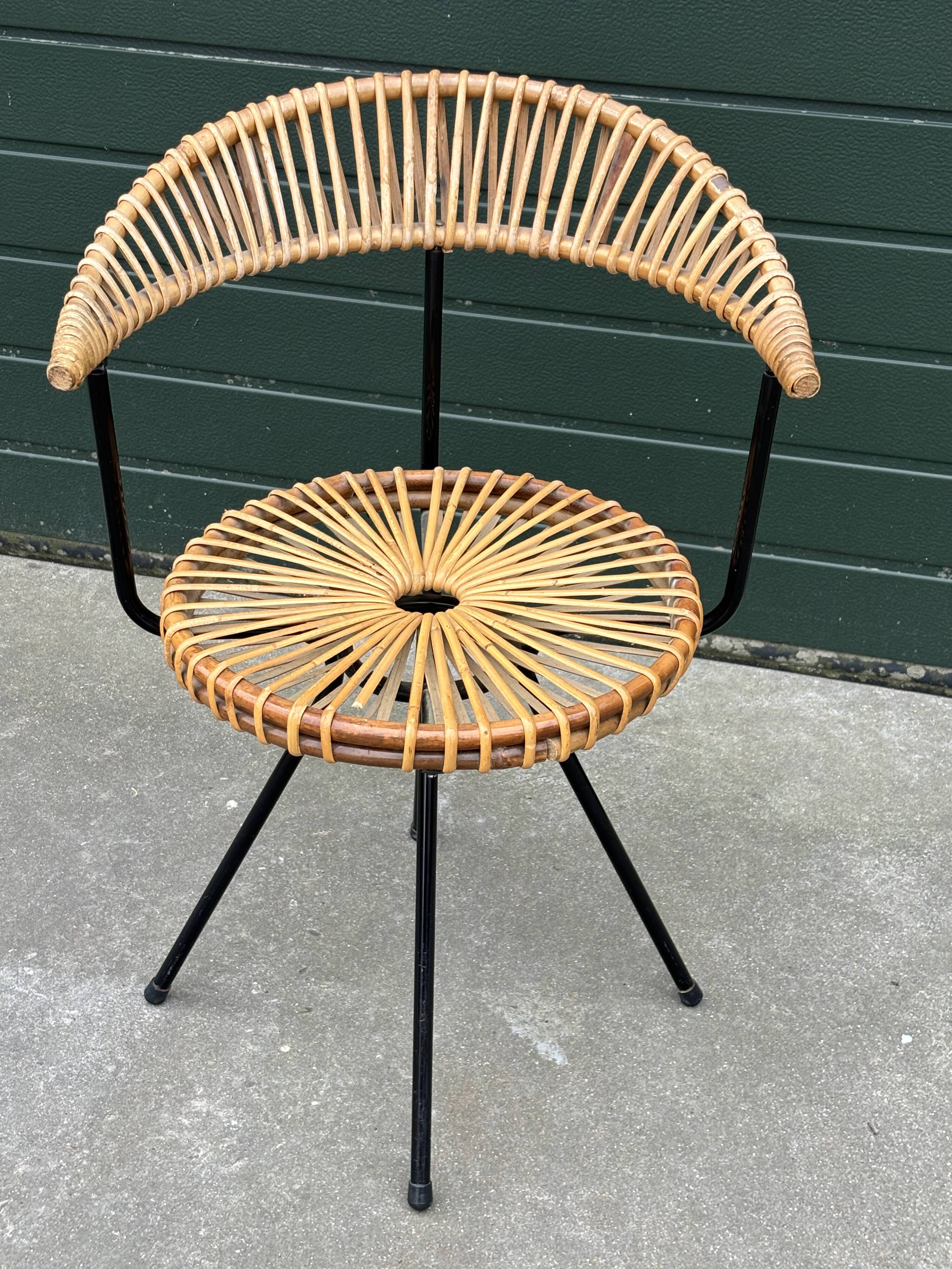 Vintage rattan chair Rohe Noordwolde Netherlands 1960s design