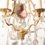 Pair vintage brass wall lamps and tassels