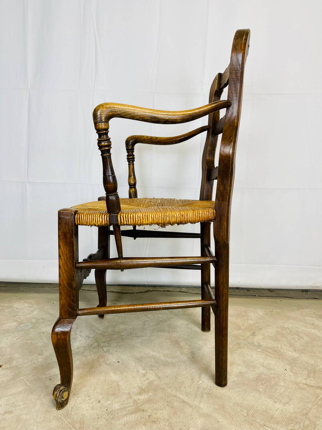 Straw wood armchair