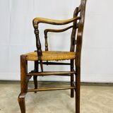 Straw wood armchair