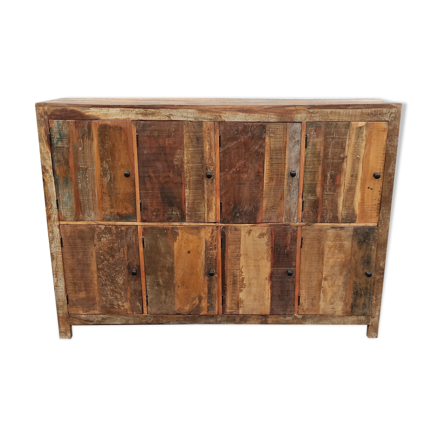 Old wooden cabinet. 8 doors.