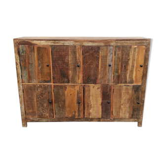Old wooden cabinet. 8 doors.