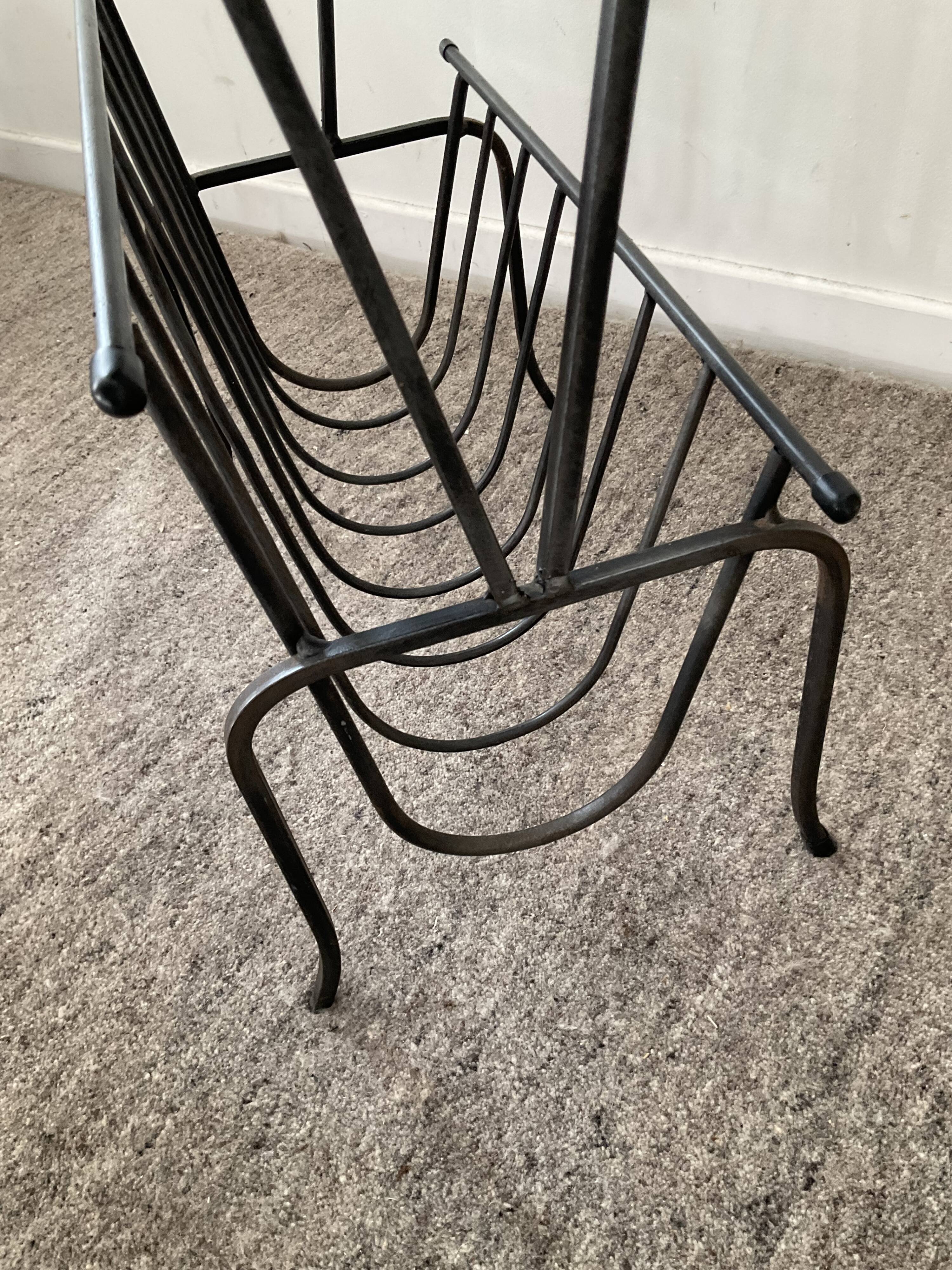 Vintage magazine holder with side table from the 60s and 70s