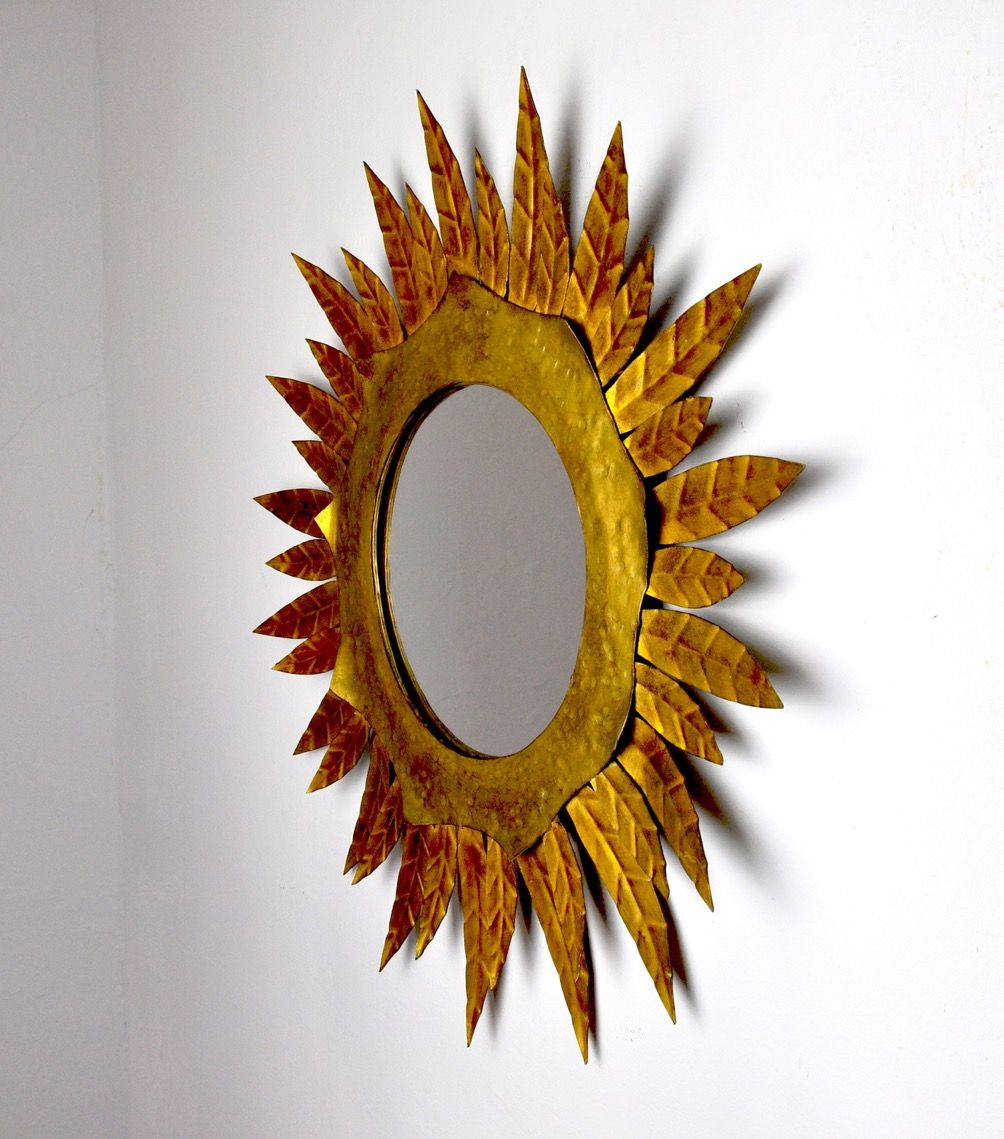 Miroir soleil, gilded metal with gold leaf, Italy, 1960