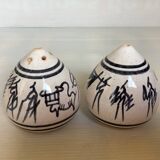 Hand-decorated ceramic salt and pepper shakers