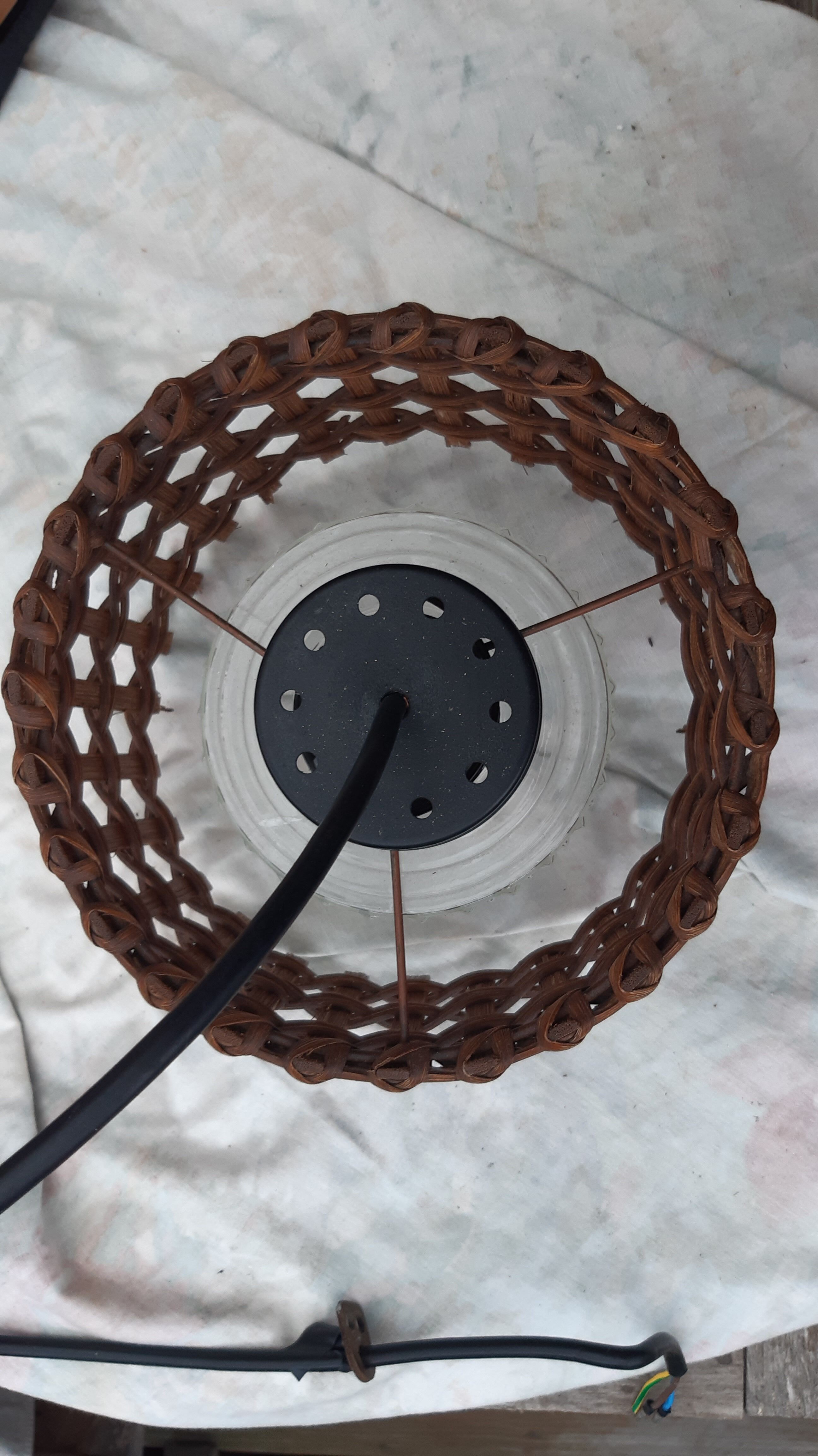 Chiseled glass and wicker suspension 1970