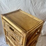 Commode vintage en rotin et bambou