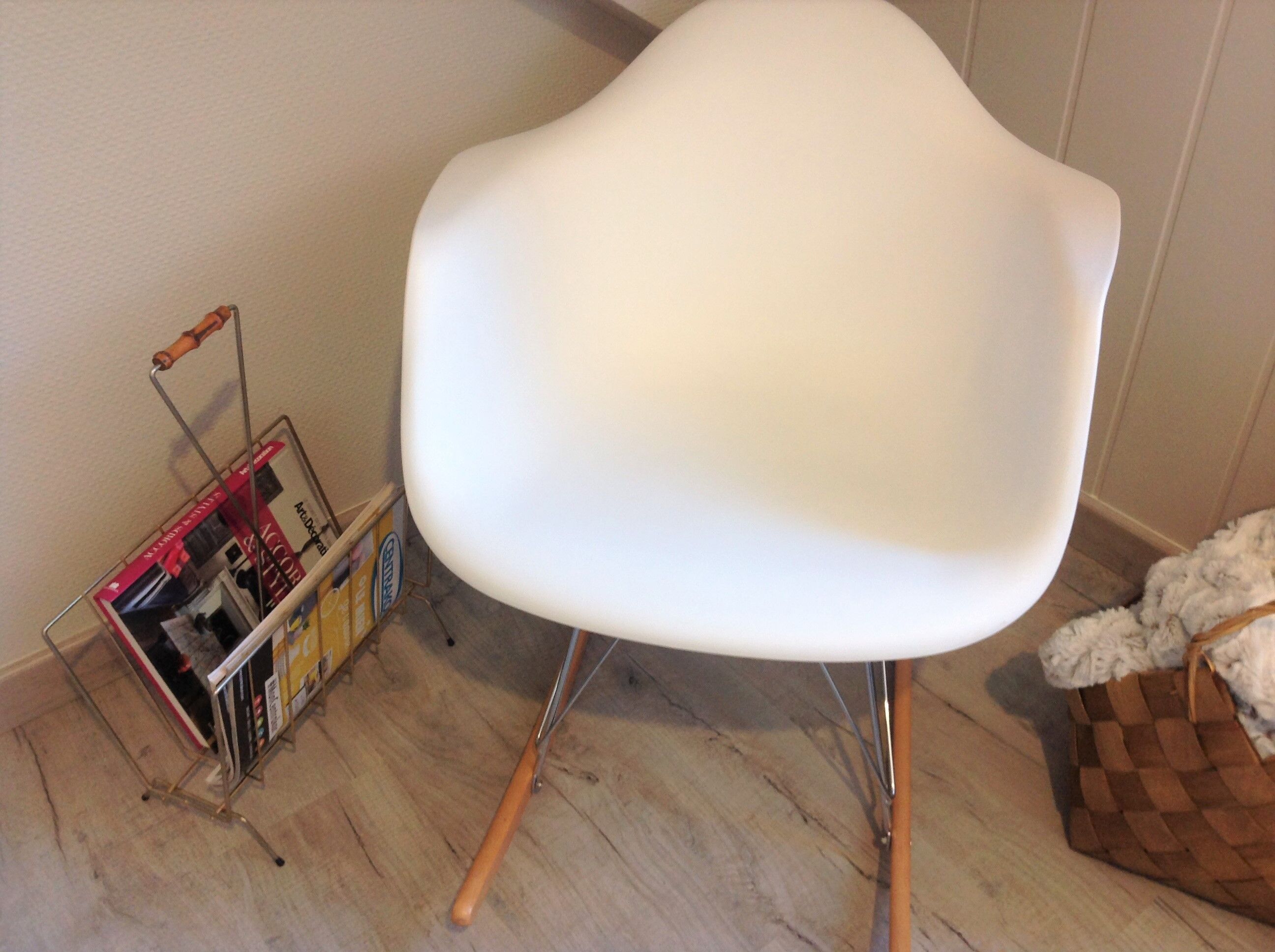 Vintage gold metal magazine door and bamboo handle / vintage 60s-70s