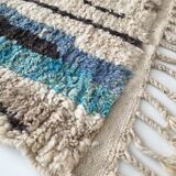 Moroccan Berber carpet Boujaad ecru with colorful patterns 228x157cm