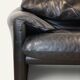 Maralunga 3-seater sofa in black leather by Vico Magistretti for Cassina