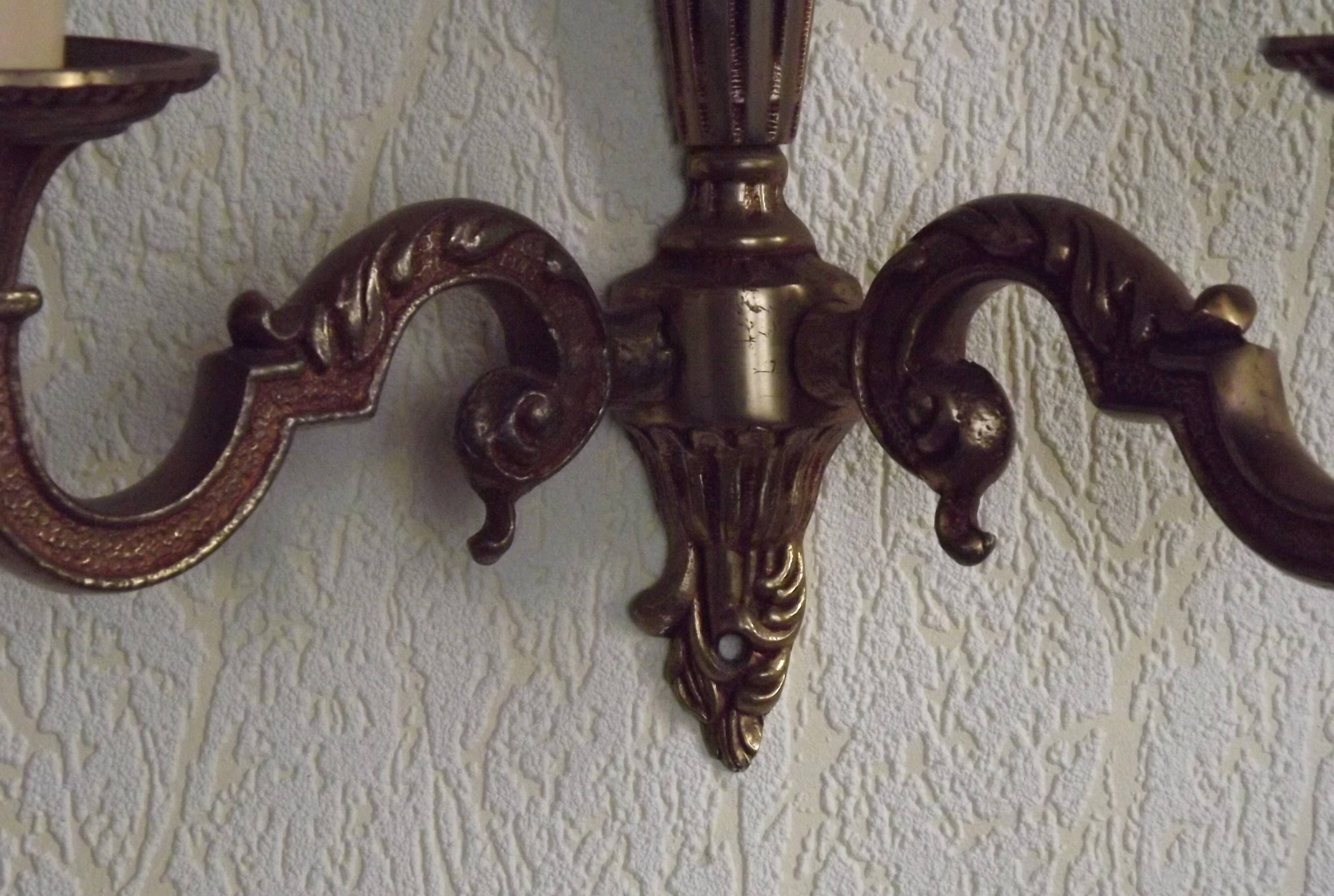 Pair of double Empire wall sconces in bronze from the French period with flame 5160.