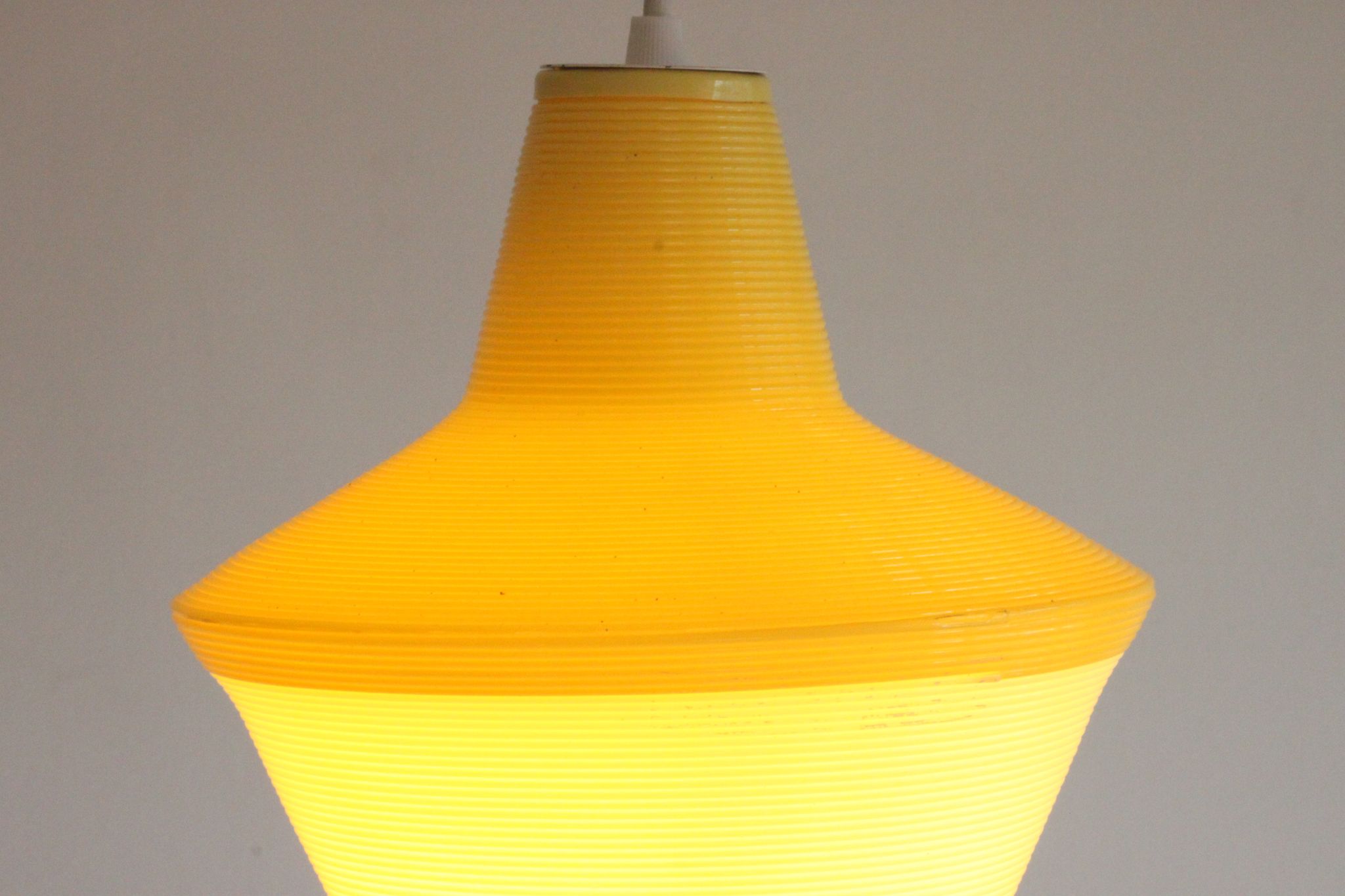 Early plastics cellulose pendant lamp by Atelier de recherche plastique and Rotaflex 1950s.