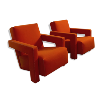 Pair of armchairs by Gerrit Rietveld model Utrecht edition Cassina 1935