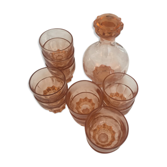 11 verres rose et carafe
