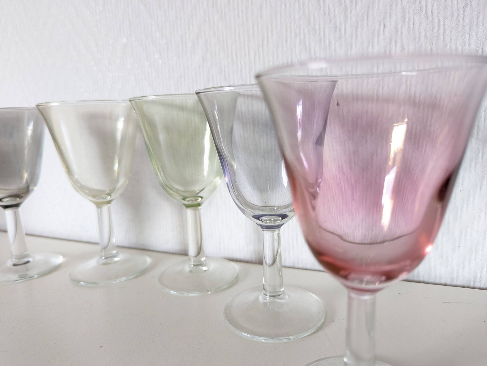 set of 6 glasses for cooked wine, multicolored pearly Arlequin digestif