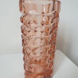 Pink glass art deco vase