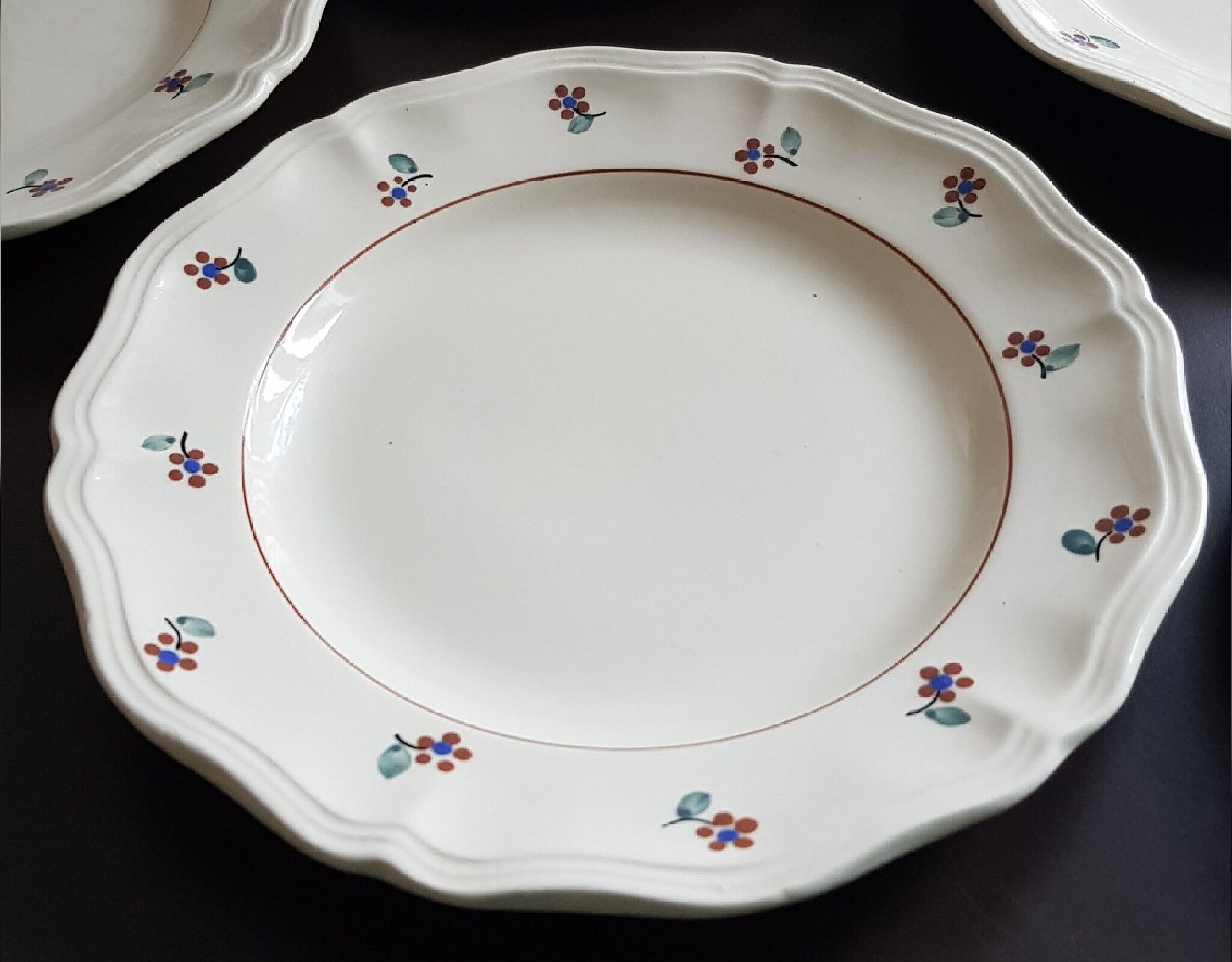 Set of 6 flat plates Digoin Sarreguemines