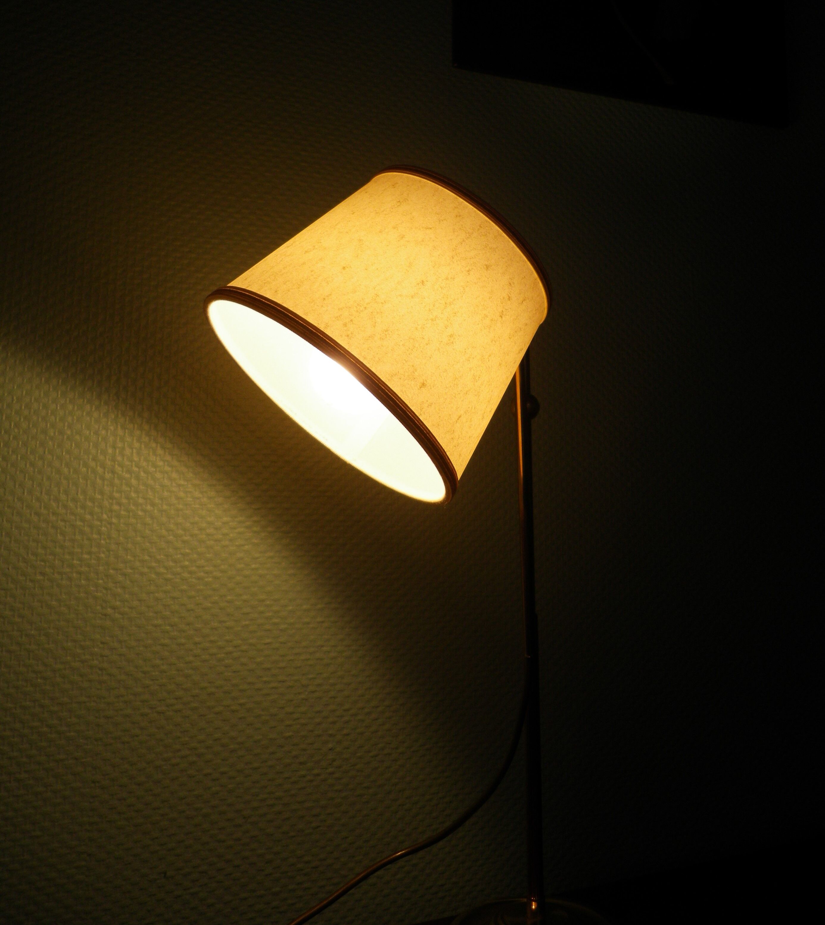 Reclining table lamp by Koch & Lowy for OMI, brass, metal, fabric - Germany - 60s/70s