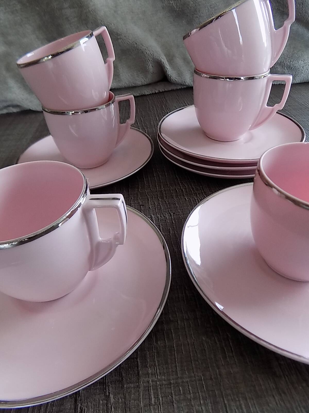 Powder pink cups and saucers