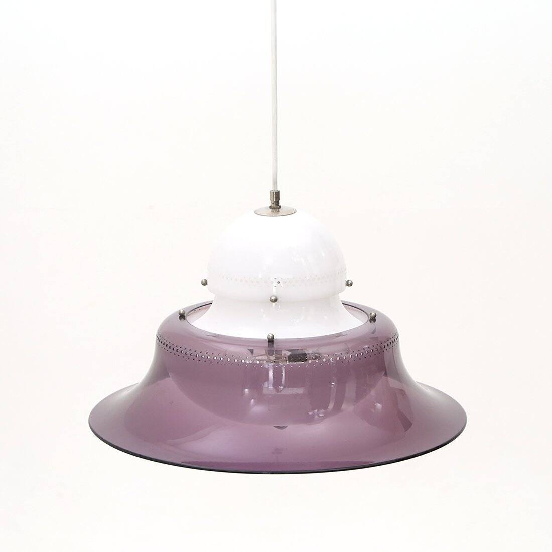 White and purple KD14 suspension by Sergio Asti for Kartell, 1970s.