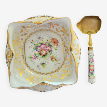 Porcelain deep dish and spoon