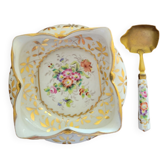 Plat creux et cuillère en porcelaine