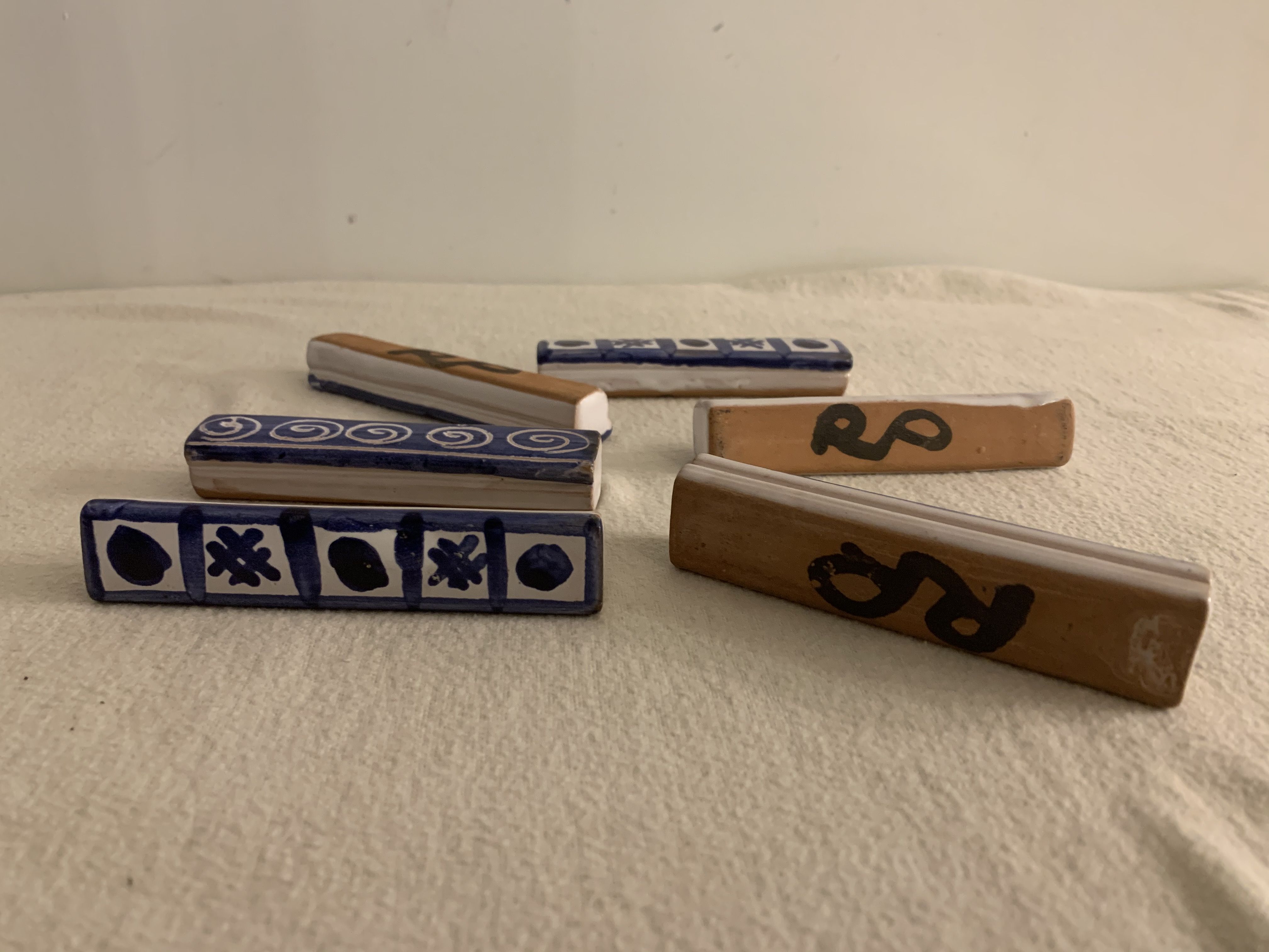 6 wears blue ceramic knives Robert Picault 1960 Vallauris
